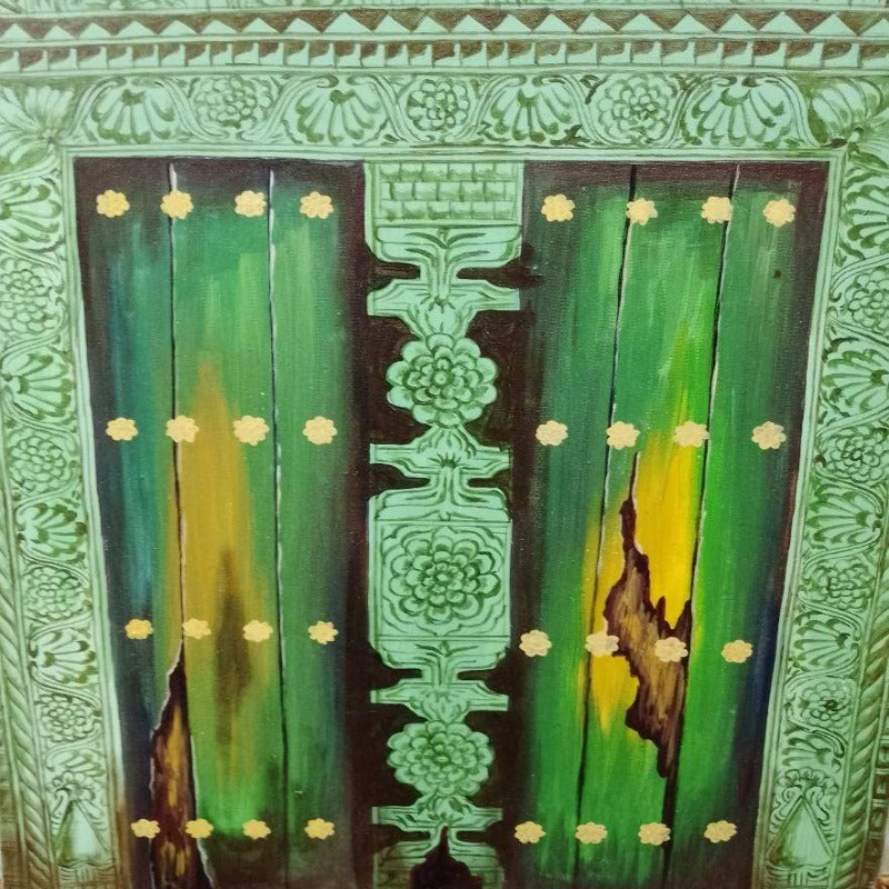 African Windows Shut. oil canvas painting. Tanzania oil painting. African art - Manneybreeze African art 
