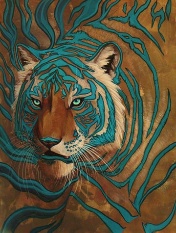 the lion you see. African oil canvas painting.