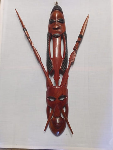 Spear mask. African Mask. Mask. Mpingo wood mask.