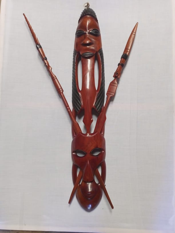 Spear mask. African Mask. Mask. Mpingo wood mask.