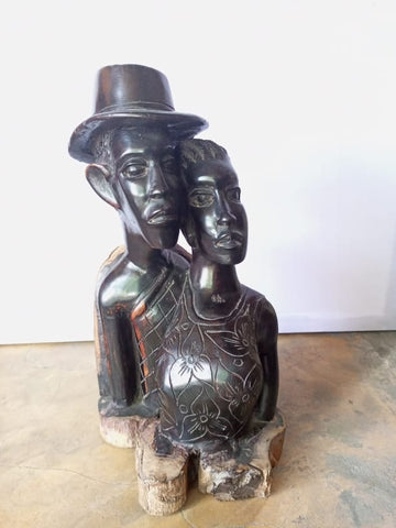 African man and woman Sculpture. Wooden Mpingo sculpture. African sculpture
