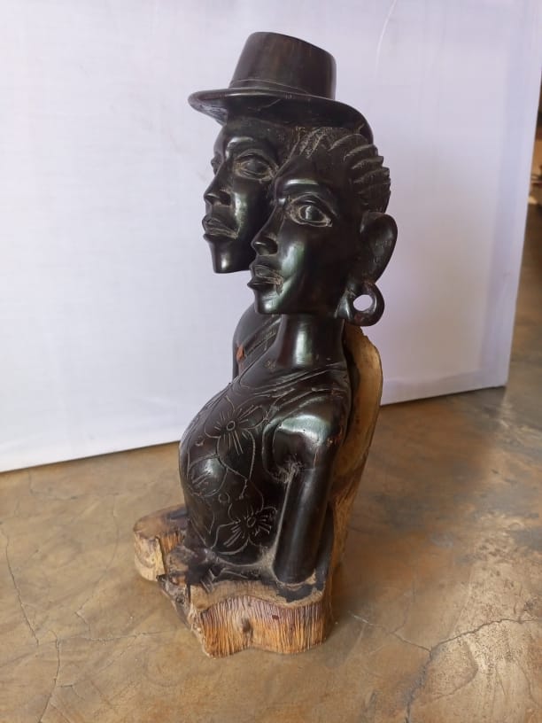 African man and woman Sculpture. Wooden Mpingo sculpture. African sculpture